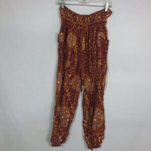 Unlisted Boho Pants Brown Mandala Print Harem Baggy High Waist Cotton Size M